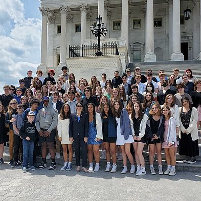 students at capital building in Washington DC