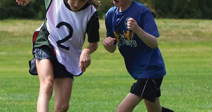 Children playing soccer